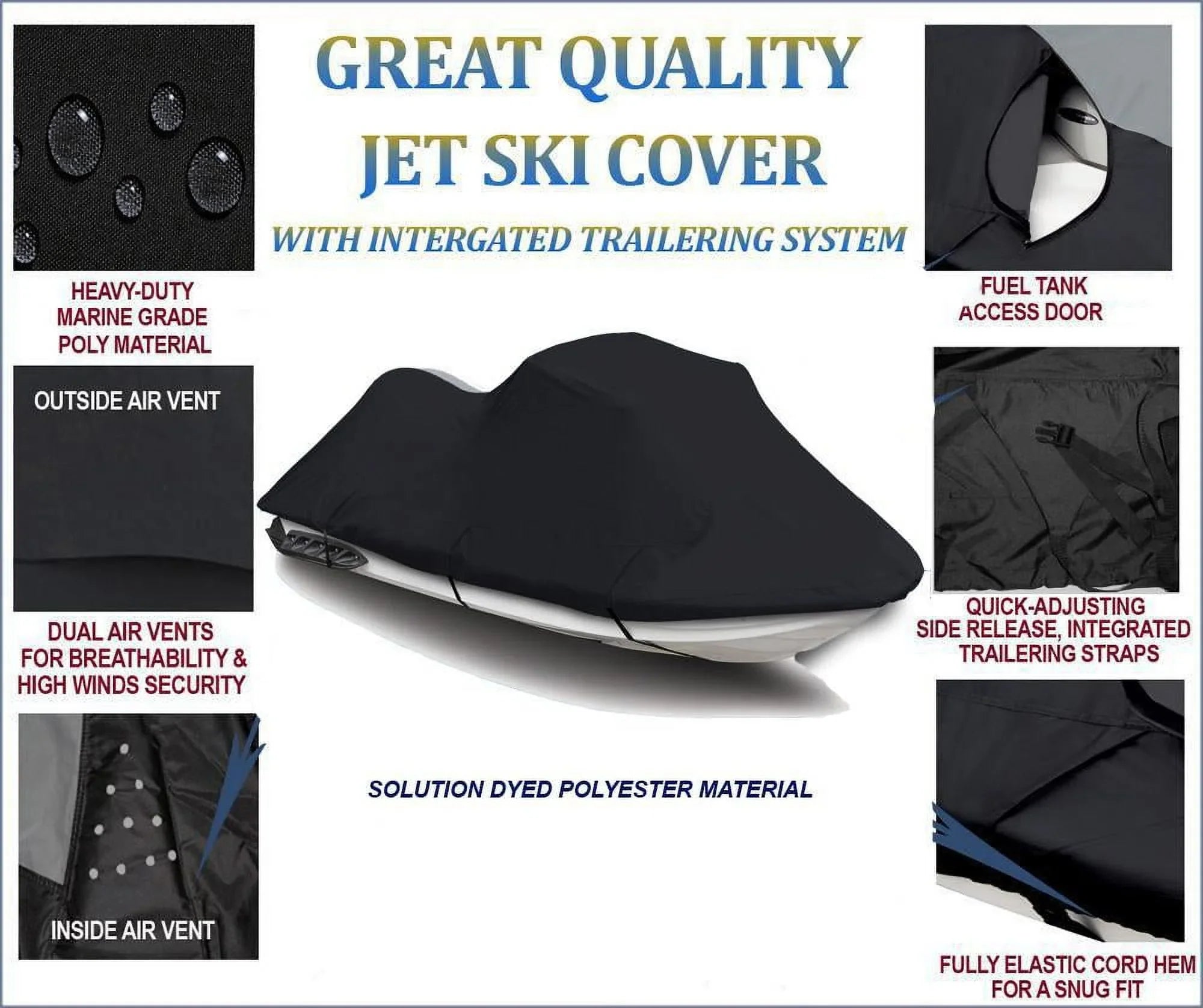 600  JetSki Cover Compatible for     650  Polaris 1992 1993 1994 1995 Jet Ski  Cover 1-2 Seater