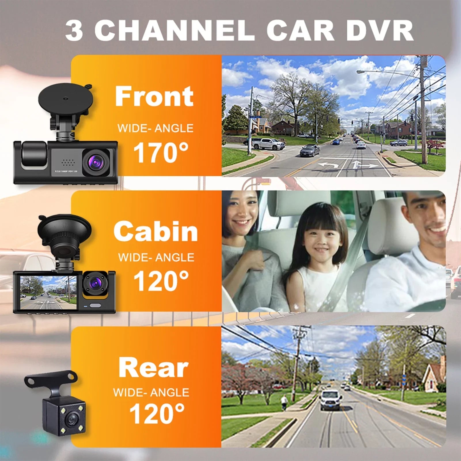 Moobody  Versatile Dash Cam for Car Safety,3-in-1 Car Safety Dash Cam,1080P+720P+480p, Car Rearview Mirror