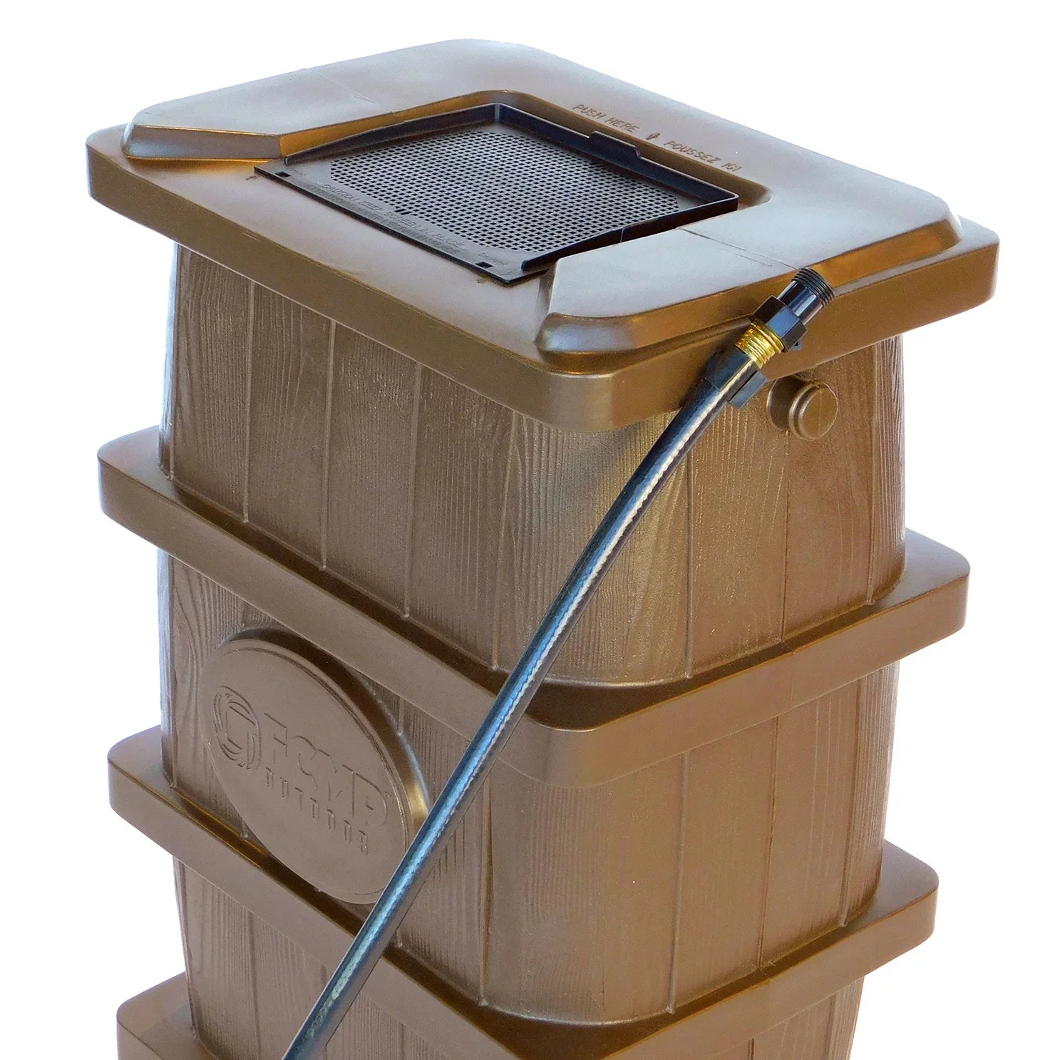 Outdoor 45 Gal Wood Grain Rain Water Catcher Barrel, Brown (2 Pack)