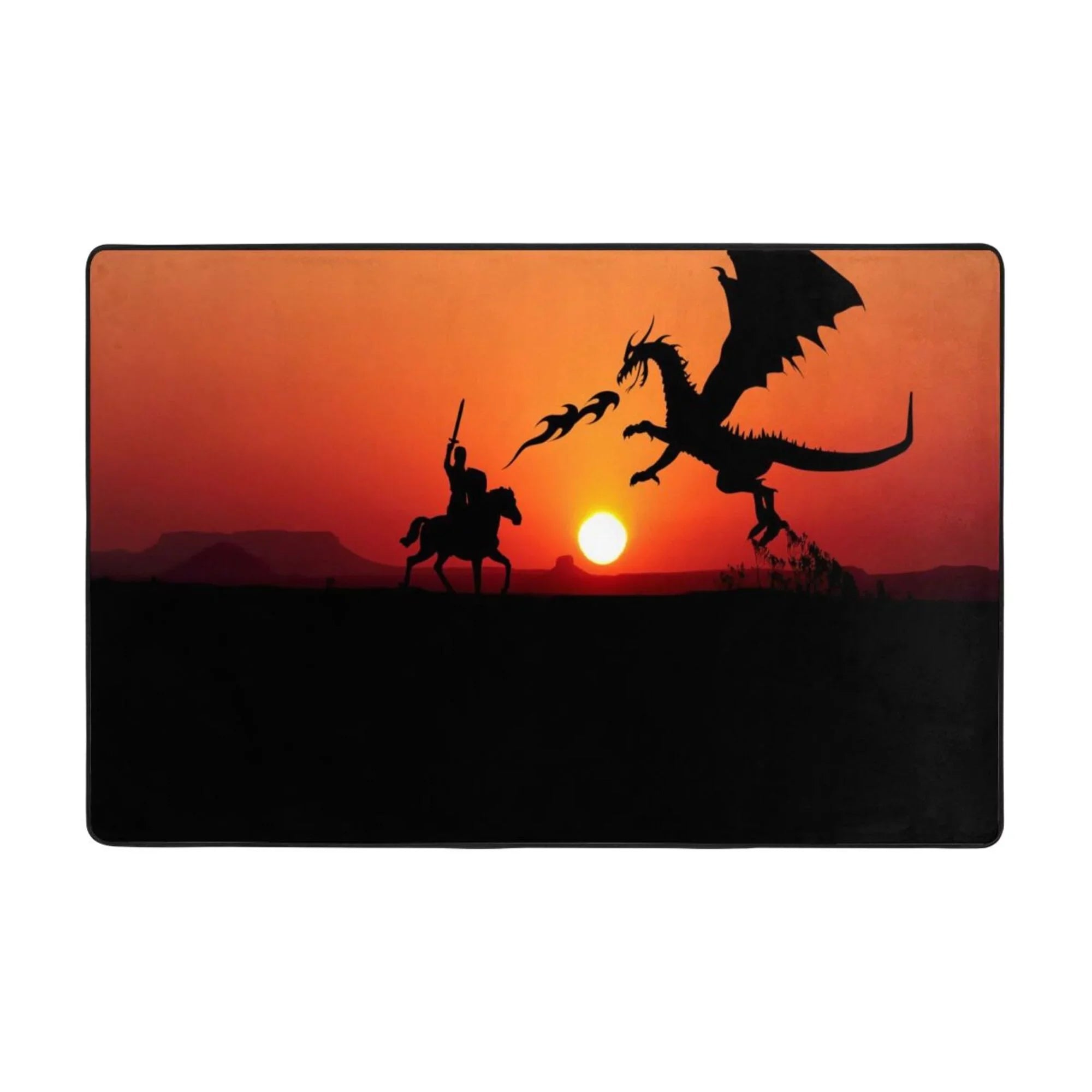 Sunset Dragon Knight Area Rugs Doormat , Facecloth Non-Slip Floor Mat Rug for Living Room Kitchen Sink Area Indoor Outdoor Entrance 72"x48"