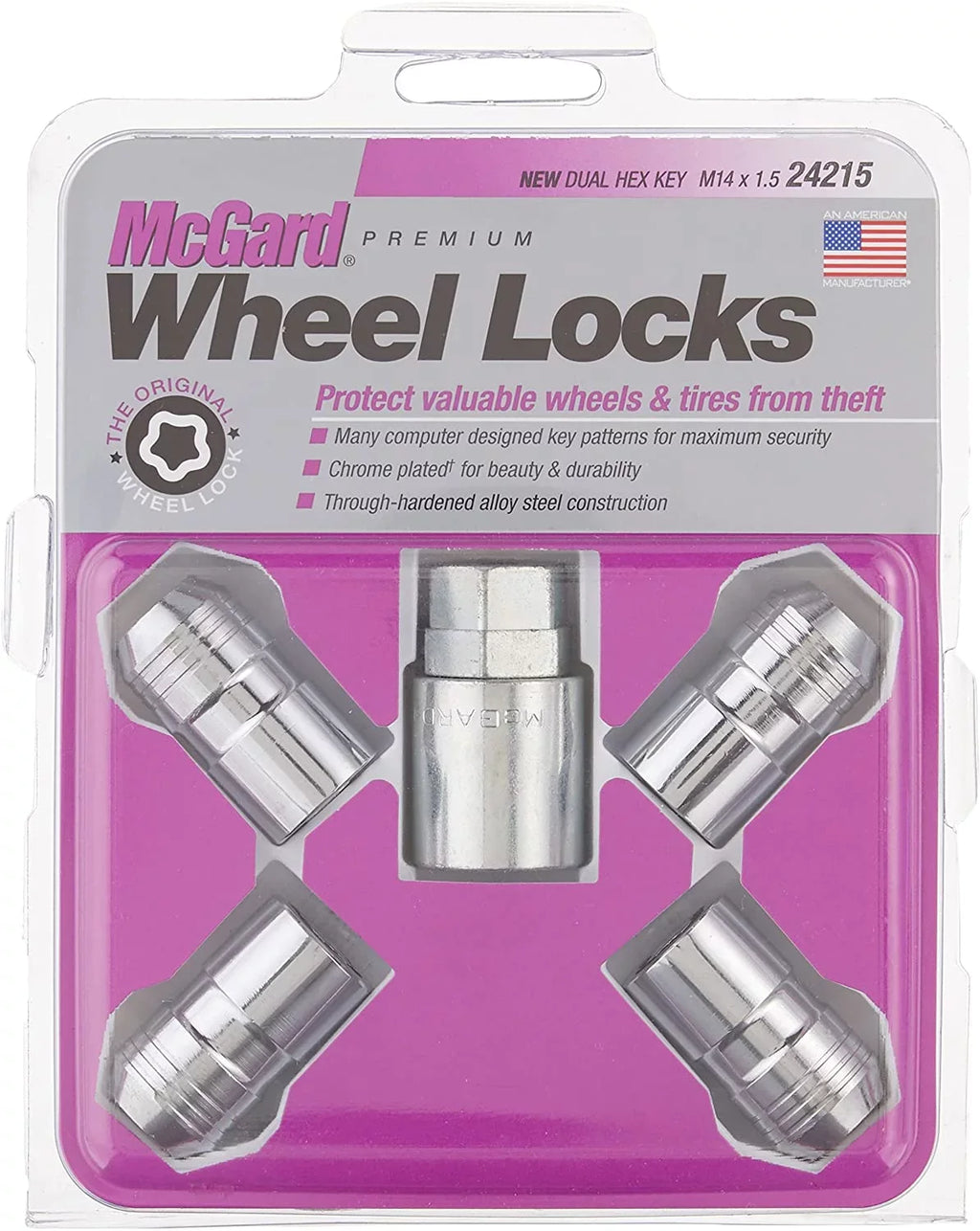 24215 Chrome Cone Seat Wheel Locks (  1.5 Thread Size) - Set of 4
