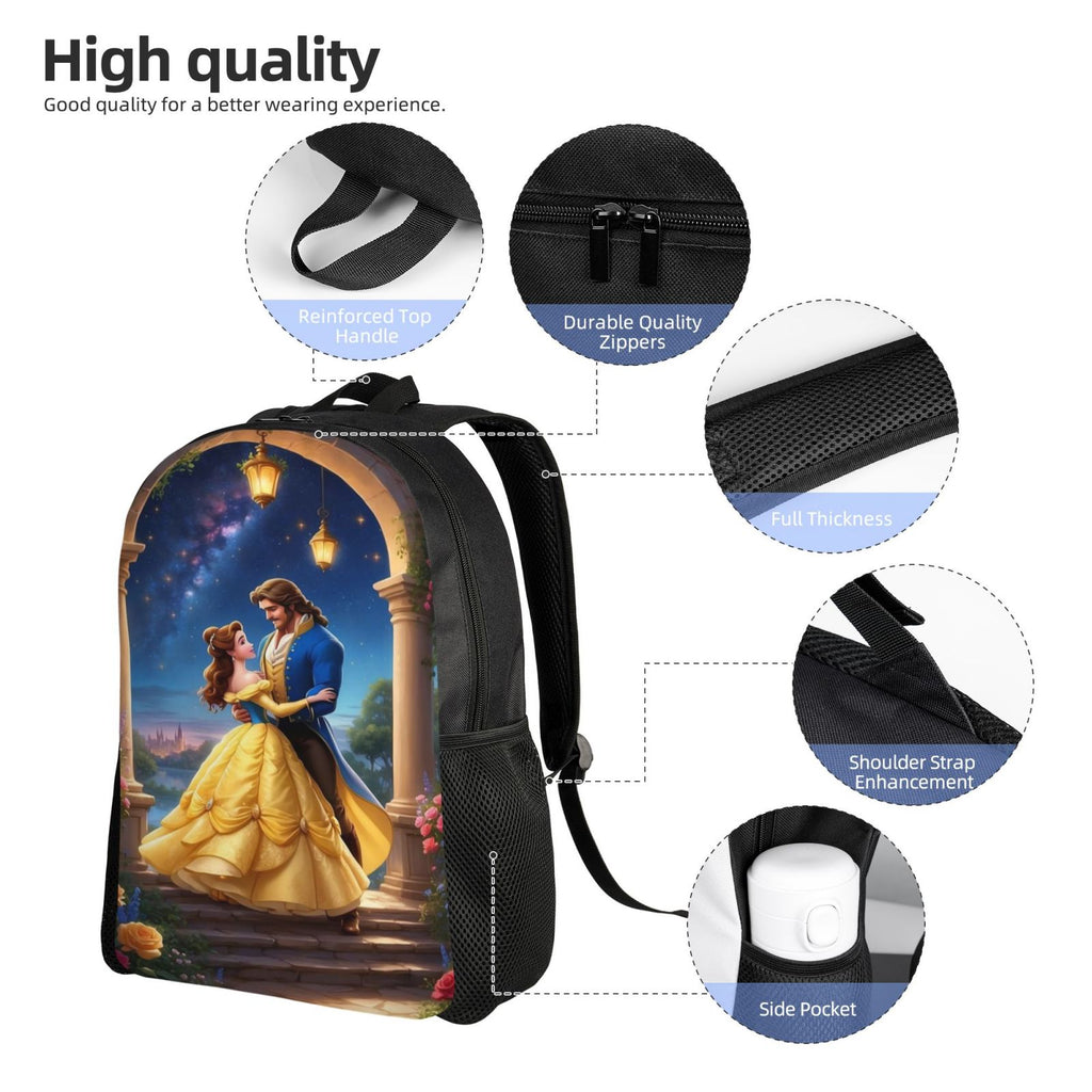 Beauty and the Beast Anime Backpack Cartoon Travel Bags 3D Printed Casual Daypacks Multipurpose Backpacks