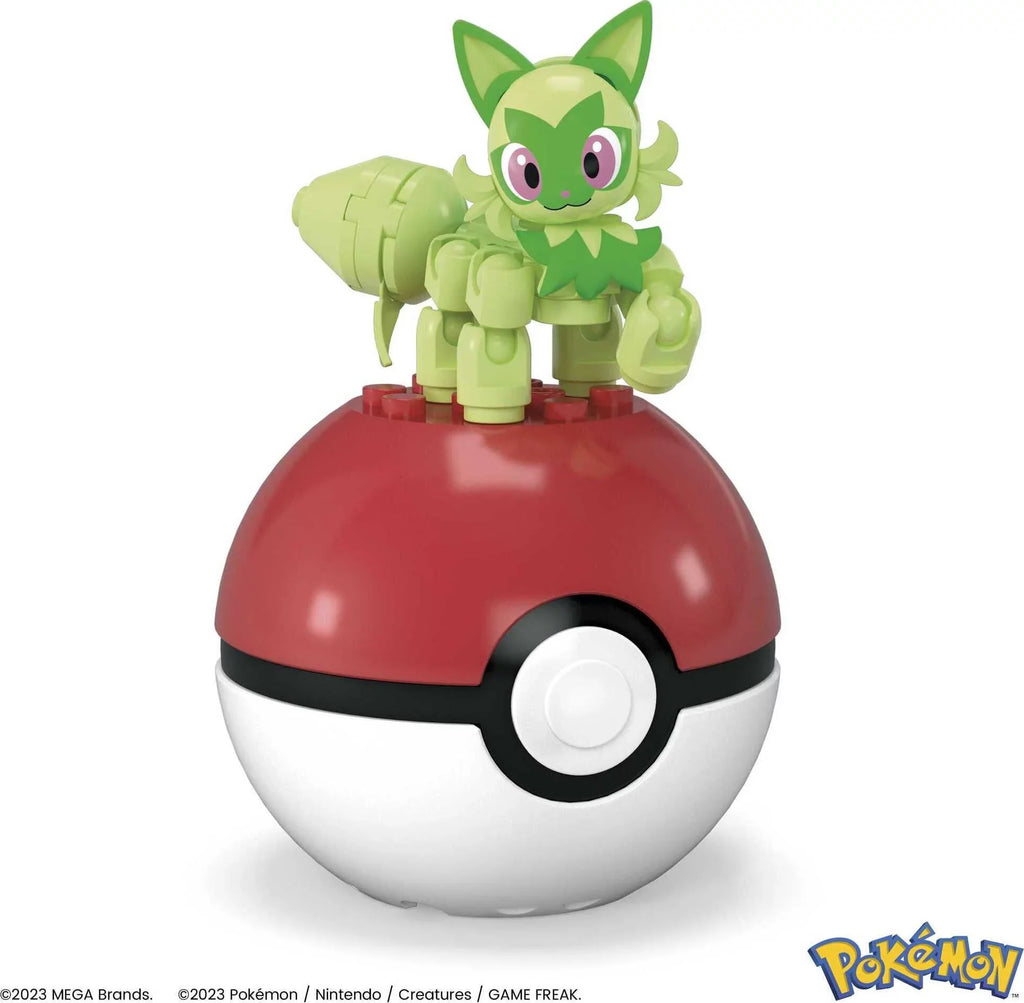 Pokemon Sprigatito Building Toy Kit, Poseable Action Figure with Poke Ball (27 Pieces) for Kids