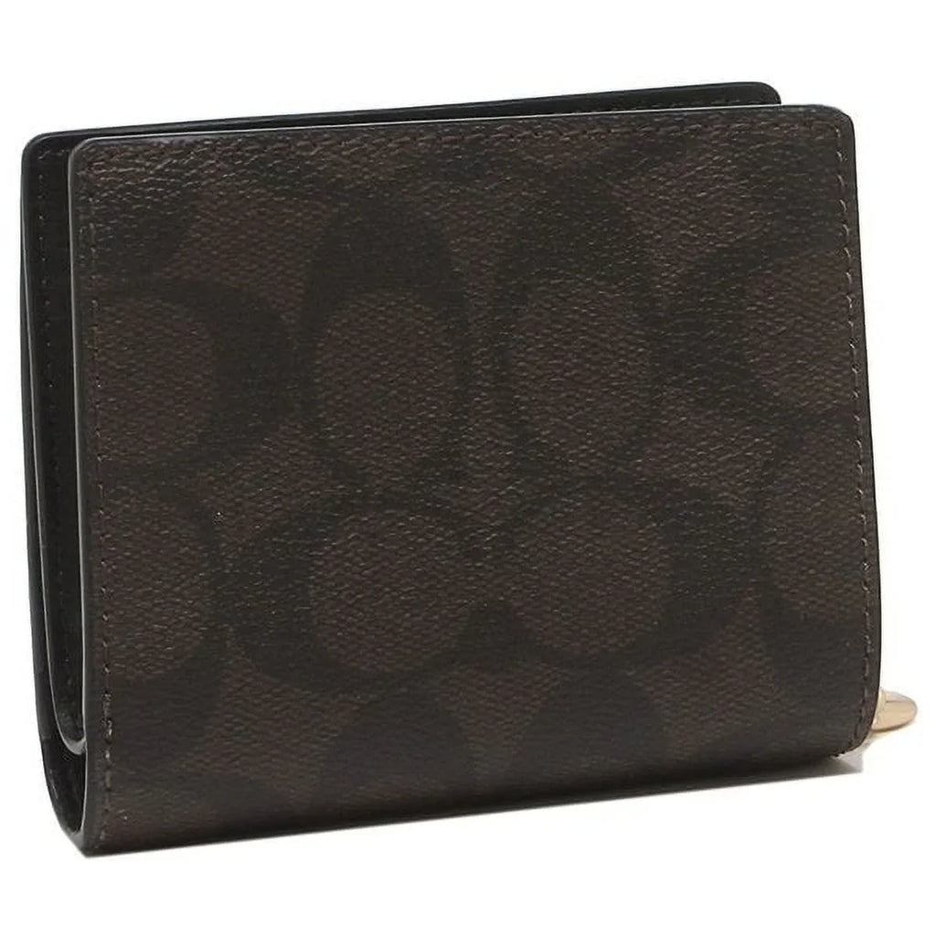 Coach Women's Snap Wallet In Signature Canvas (Brown / Black)
