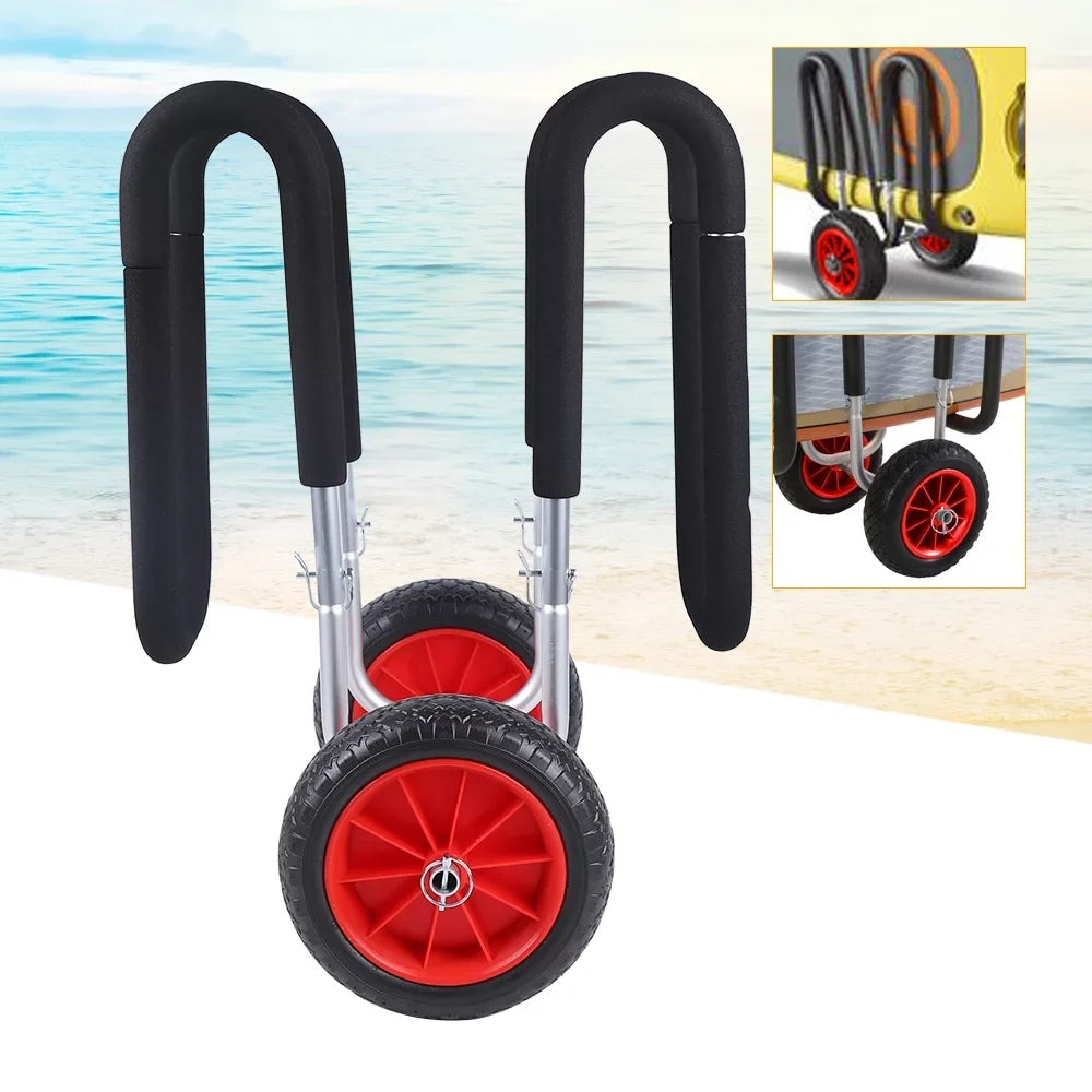 Portable Surfboard Beach Carrier Cart, Double  Airless Cart Beach Trailer, Aviation Aluminum Solid  Wheel Stand-Up Paddle Board Veneer Cart