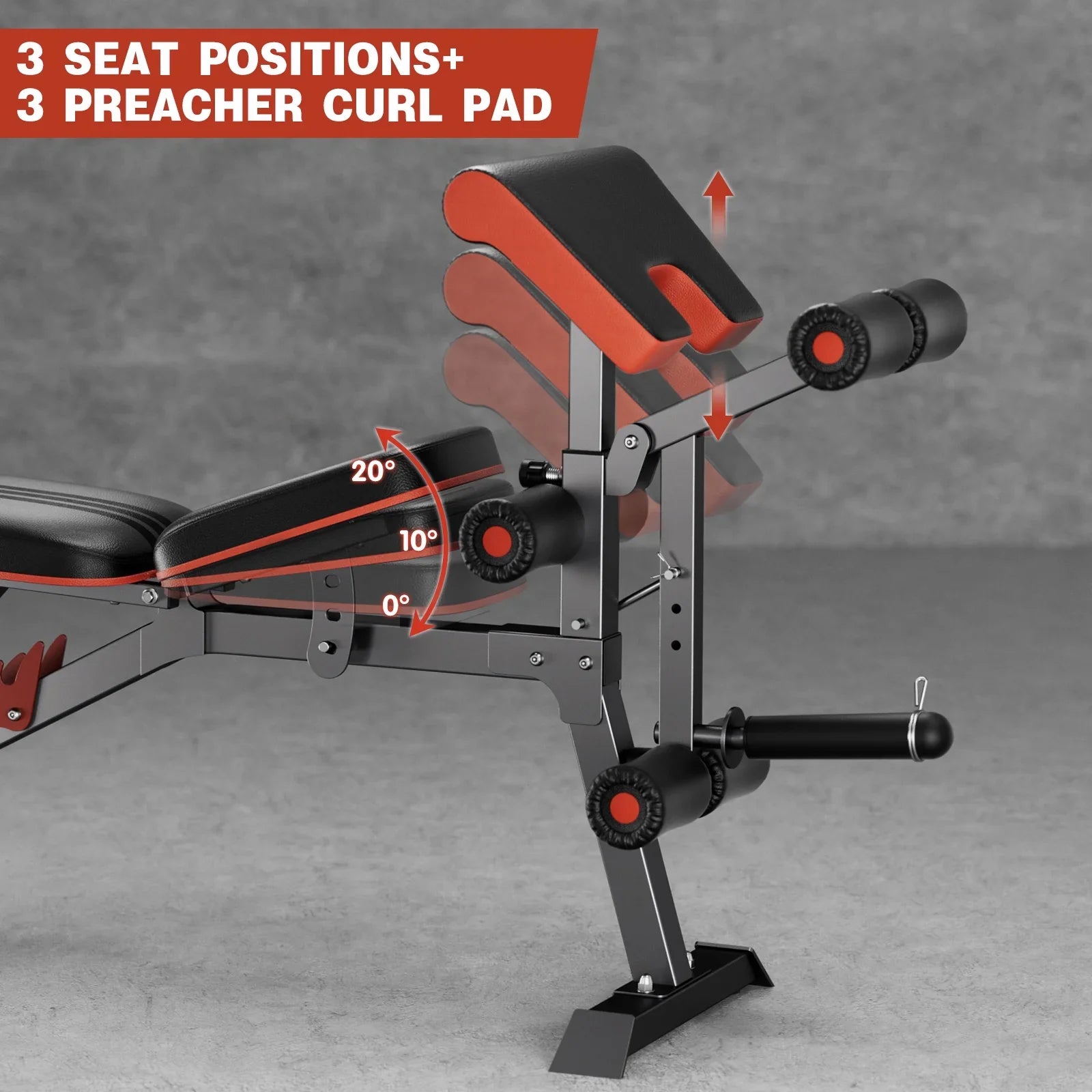 Adjustable Weight Bench Foldable Incline Bench Workout Dumbbell Bench Strength Training Bench for Home Gym Support up to 800lbs