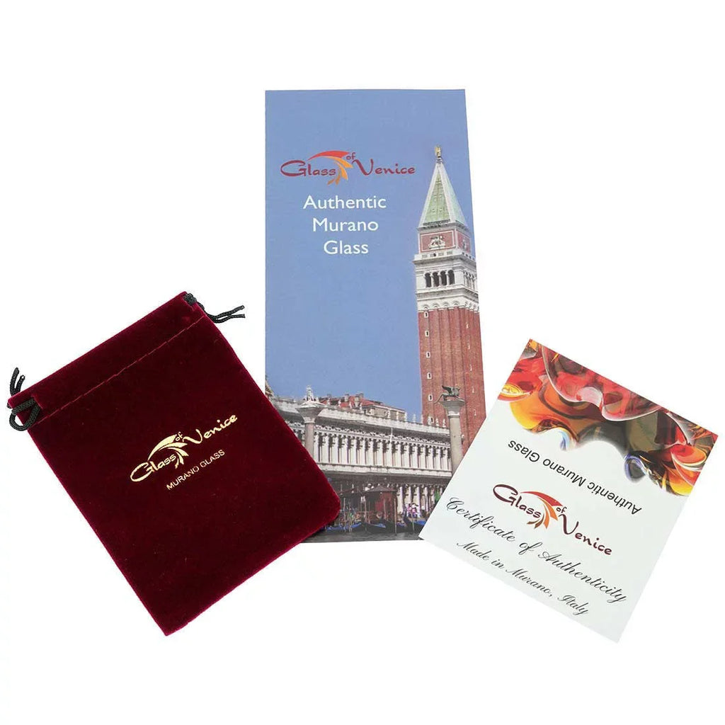 GlassOfVenice Murano Glass Millefiori Watch with Leather Band - Red Multicolor