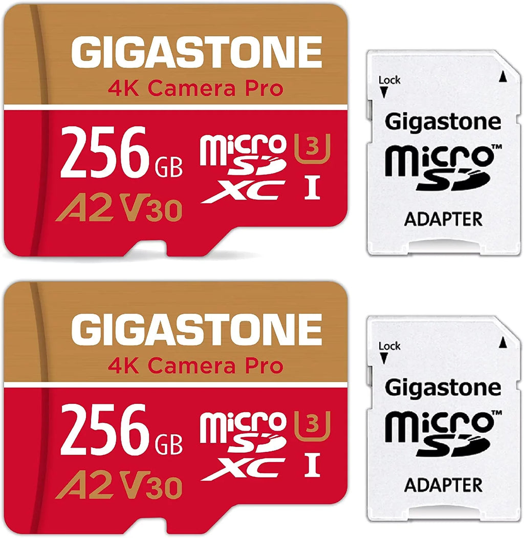 Gigastone 256GB Micro  Card, 4K Video Recording, 4K Camera Pro, designed for with Nintendo Switch, Dash Cam, GoPro Cameras, / up to 100/50 /s, Micro  -   Class 10, 2 Pack (2x256GB)