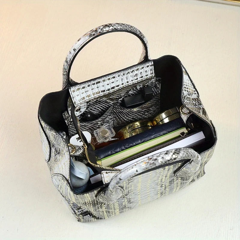 Leather Handbag For Women  2024 Vintage Style Fashionable Shoulder Crossbody Bucket Bag  Versatile Lady‘s Satchel Bag