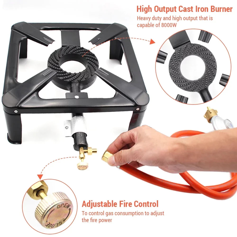 Walmeck Outdoor Furnace , Cast Iron Stove, Single Propane Gas Cooker for Camping