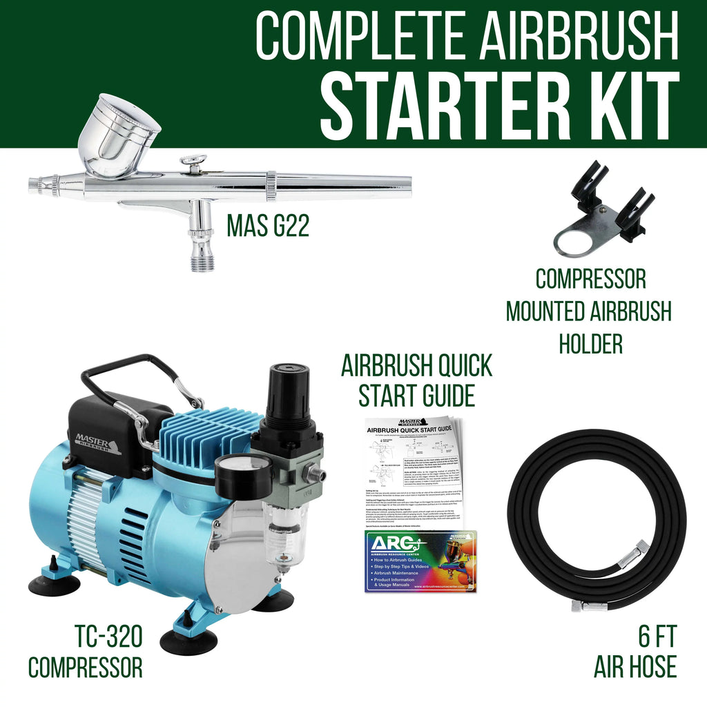Master Airbrush Dual Fan Air Compressor System Kit with a  Gravity Feed Dual-Action Airbrush Set with 0.3 mm Tip